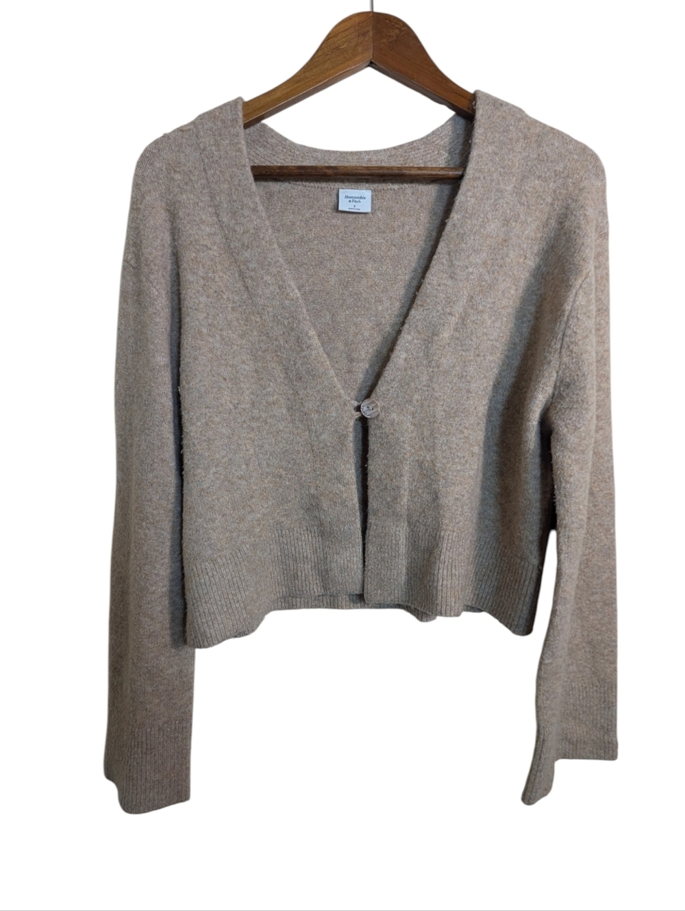 Abercrombie & Fitch Tan One Button Ultra Soft Cardigan Sweater - Picture 2 of 8